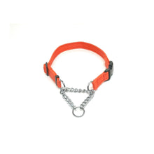 Load image into Gallery viewer, Half Check Chain Dog Collars Small Large 20mm Adjustable With Chrome Plated Chain In Various Colours