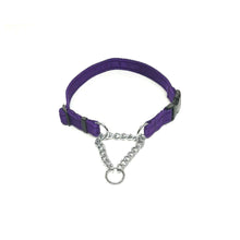 Load image into Gallery viewer, Half Check Chain Dog Collars Small Large 20mm Adjustable With Chrome Plated Chain In Various Colours