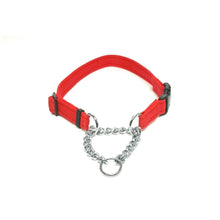 Load image into Gallery viewer, Half Check Chain Dog Collars Small Large 20mm Adjustable With Chrome Plated Chain In Various Colours