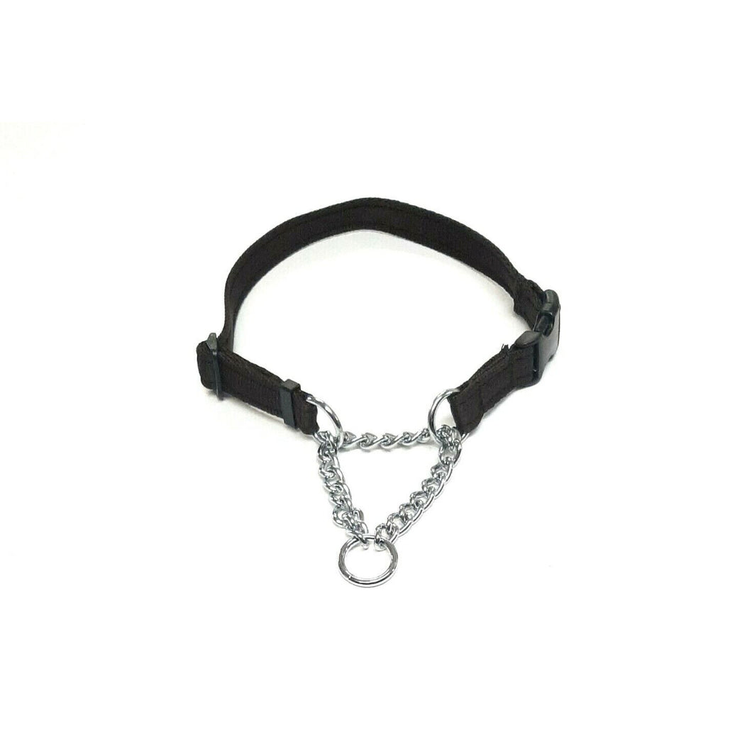 Half Check Chain Dog Collars Small Large 20mm Adjustable With Chrome Plated Chain In Various Colours
