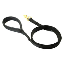 Load image into Gallery viewer, 45&quot;/1m Long Dog Training Lead With Padded Handle And Solid Brass Trigger Clip 25mm In Black