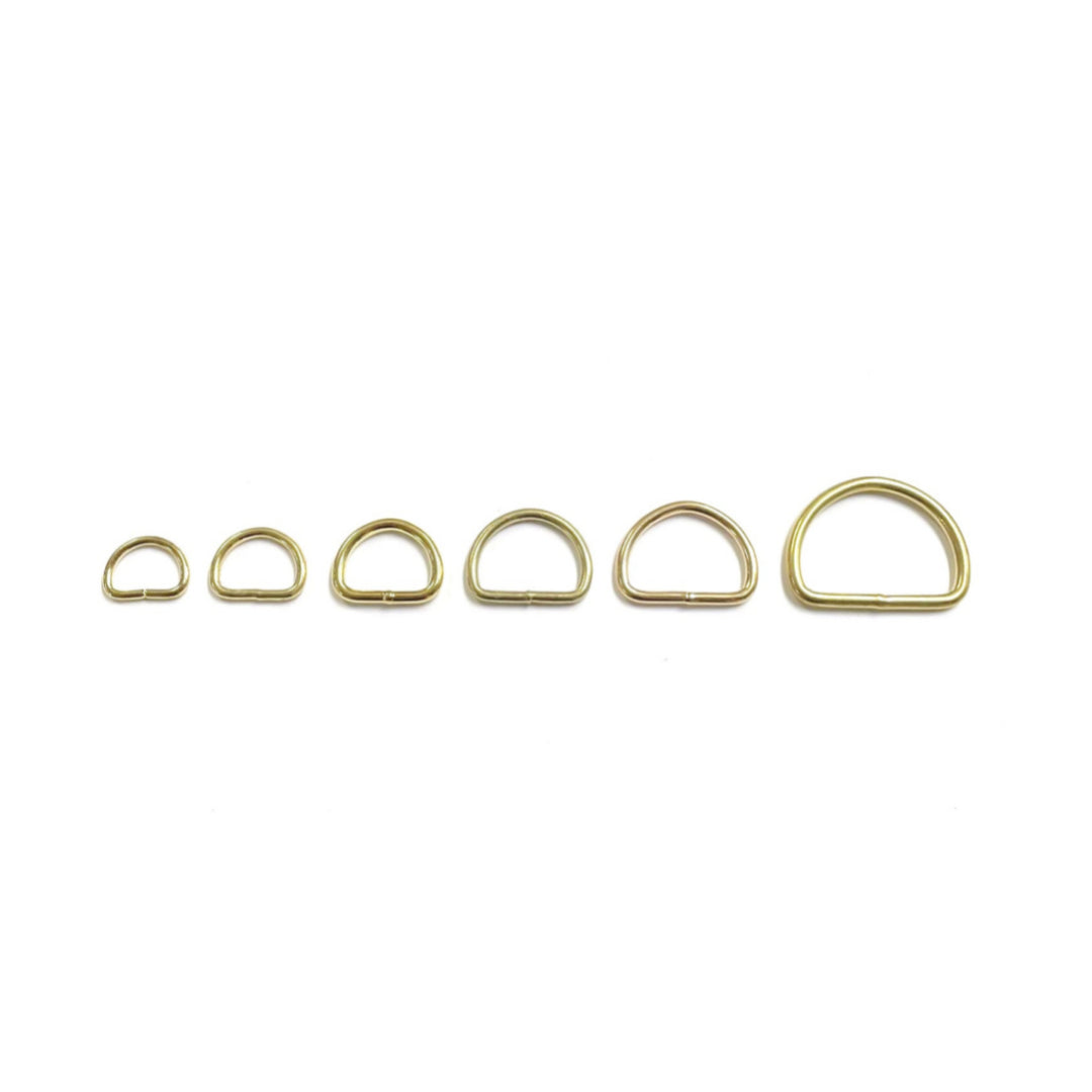 Welded D-Rings Brass & Nickel Plated x10 in Various Sizes For Webbing Bags Dog Leads & Collars