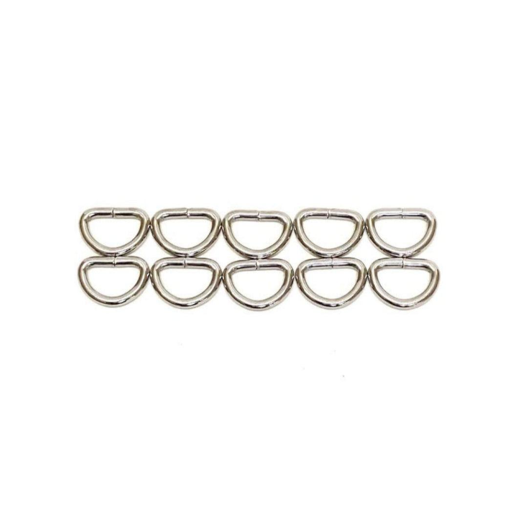 20mm Welded D-Rings 4mm Thick Nickel Plated For Bags Straps Dog Leads Crafts