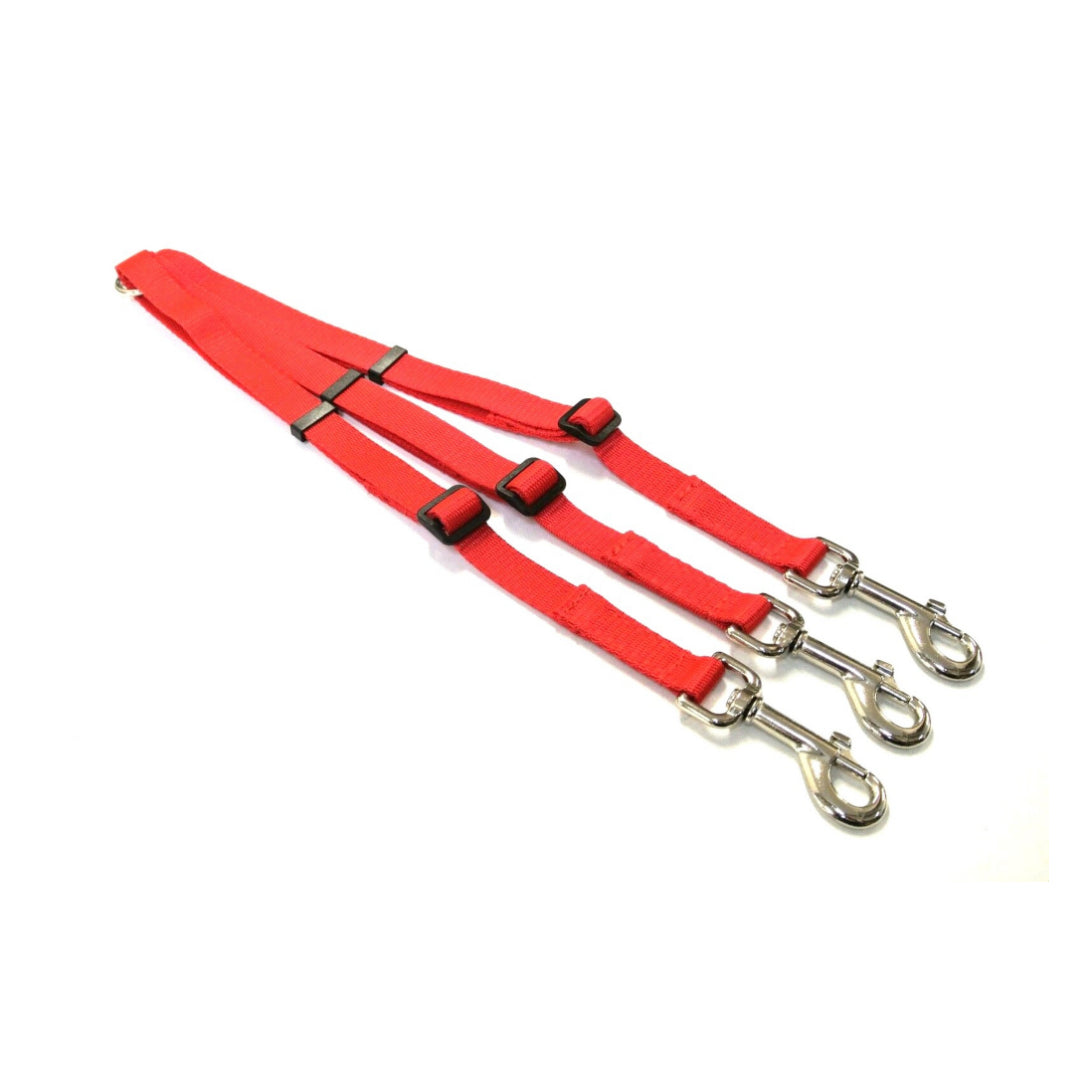 20mm Adjustable 3 Way Coupler Splitter Dog Leads Leash Strong Durable Webbing In 18 Various Colours