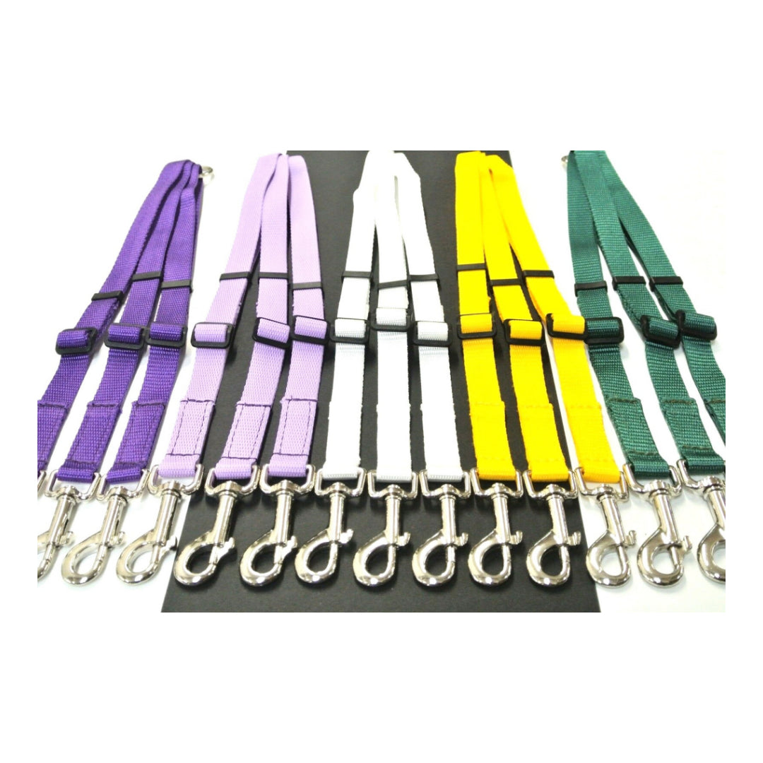 20mm Adjustable 3 Way Coupler Splitter Dog Leads Leash Strong Durable Webbing In 18 Various Colours