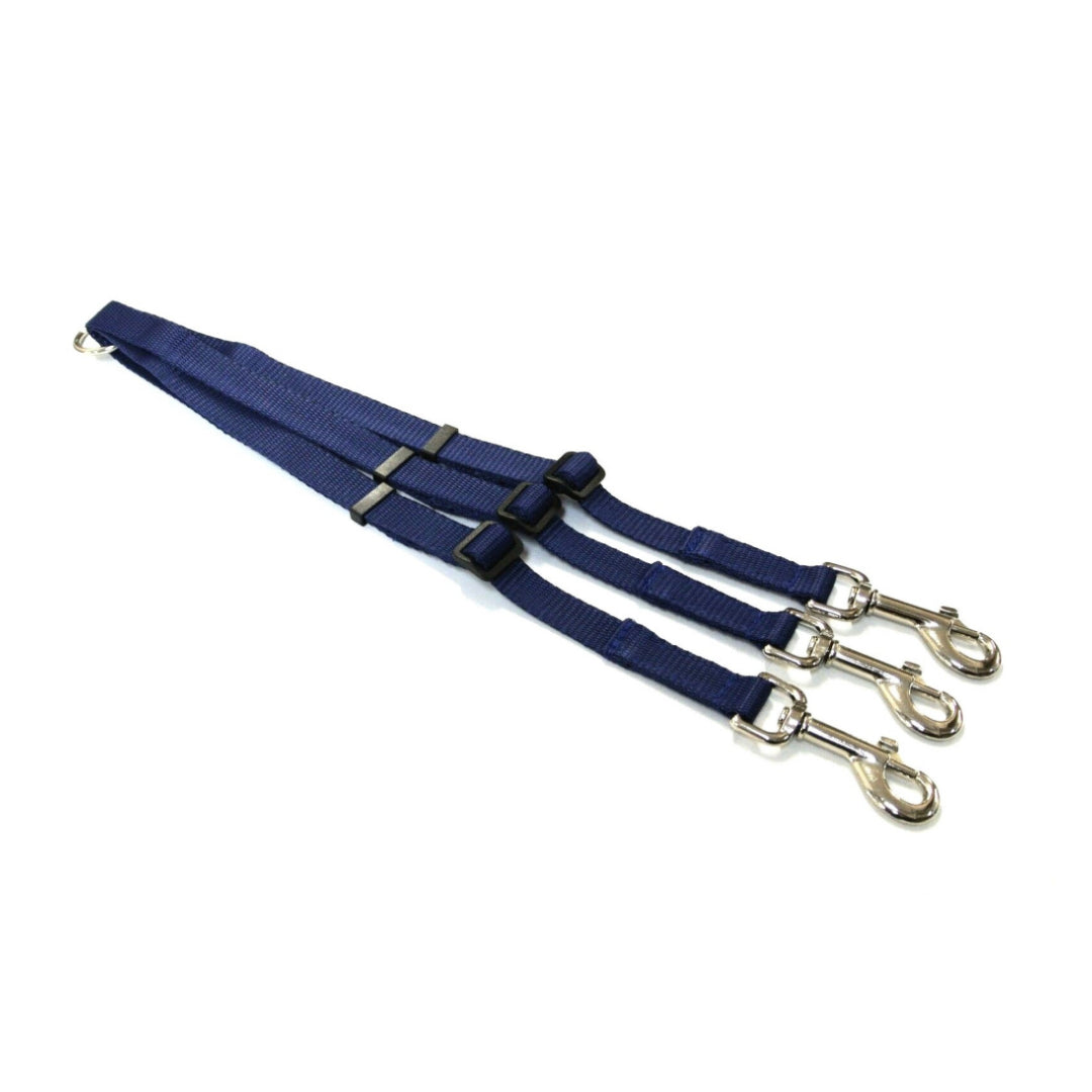 20mm Adjustable 3 Way Coupler Splitter Dog Leads Leash Strong Durable Webbing In 18 Various Colours