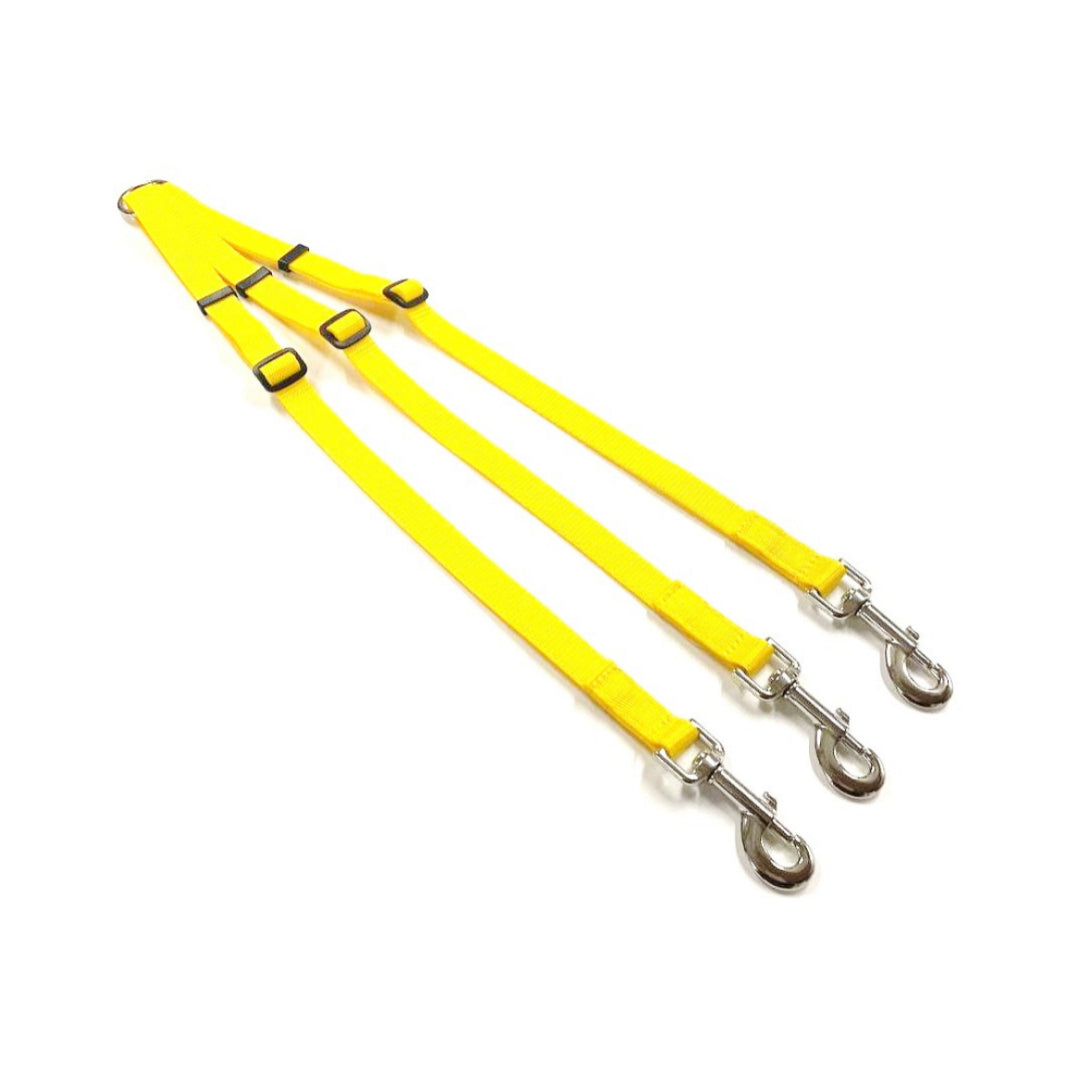 20mm Adjustable 3 Way Coupler Splitter Dog Leads Leash Strong Durable Webbing In 18 Various Colours