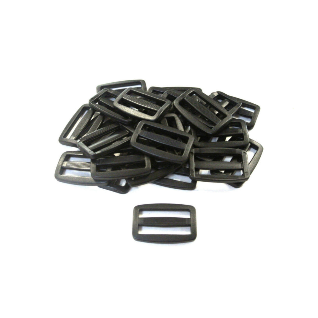 38/40mm Black Plastic 3 Bar Slides Triglides For Handles Straps Webbing Bags Crafts