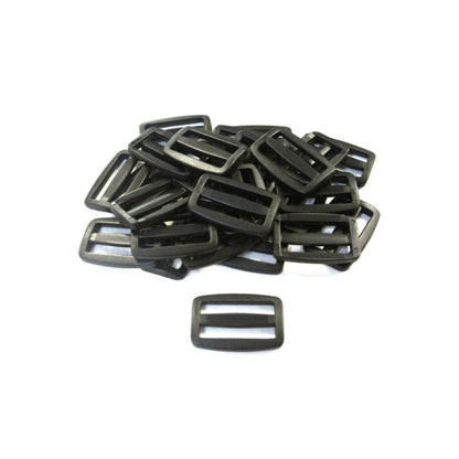 38/40mm Black Plastic 3 Bar Slides Triglides For Handles Straps Webbing Bags Crafts