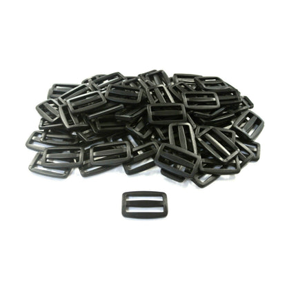38/40mm Black Plastic 3 Bar Slides Triglides For Handles Straps Webbing Bags Crafts
