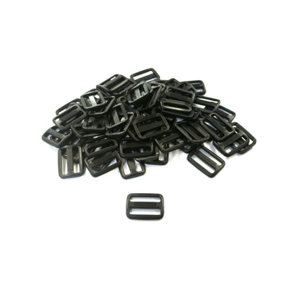 25mm Black Plastic 3 Bar Slides Triglides For Handles Straps Webbing Bags Crafts