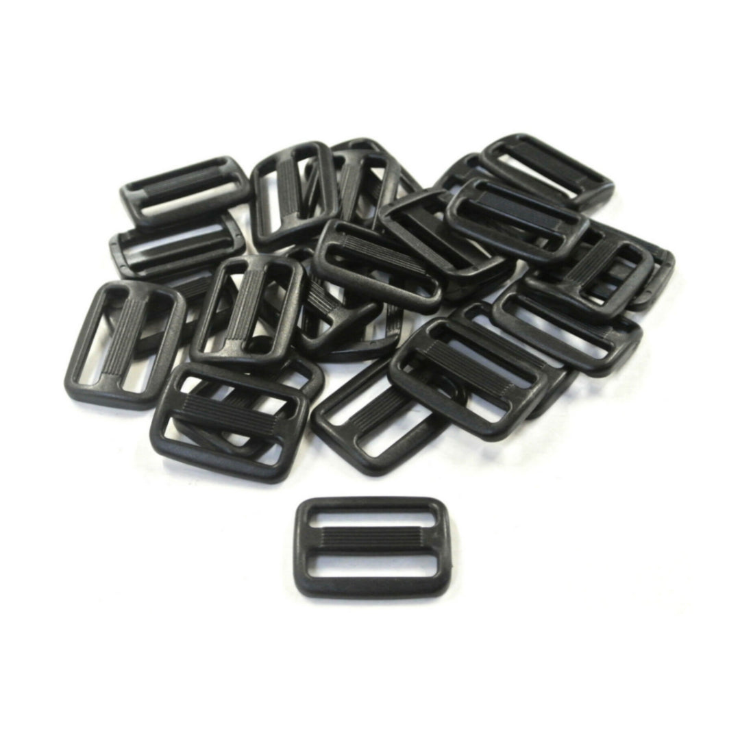 25mm Black Plastic 3 Bar Slides Triglides For Handles Straps Webbing Bags Crafts