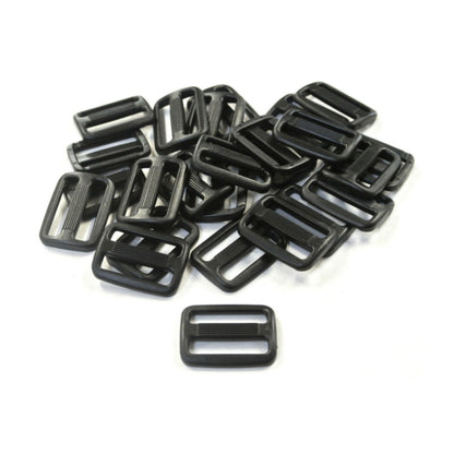 25mm Black Plastic 3 Bar Slides Triglides For Handles Straps Webbing Bags Crafts