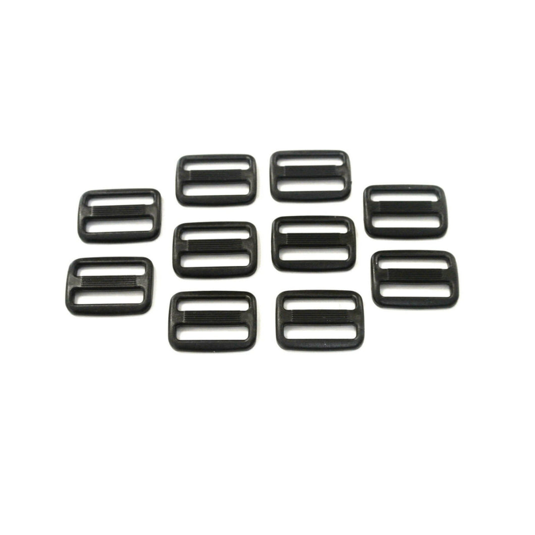 25mm Black Plastic 3 Bar Slides Triglides For Handles Straps Webbing Bags Crafts