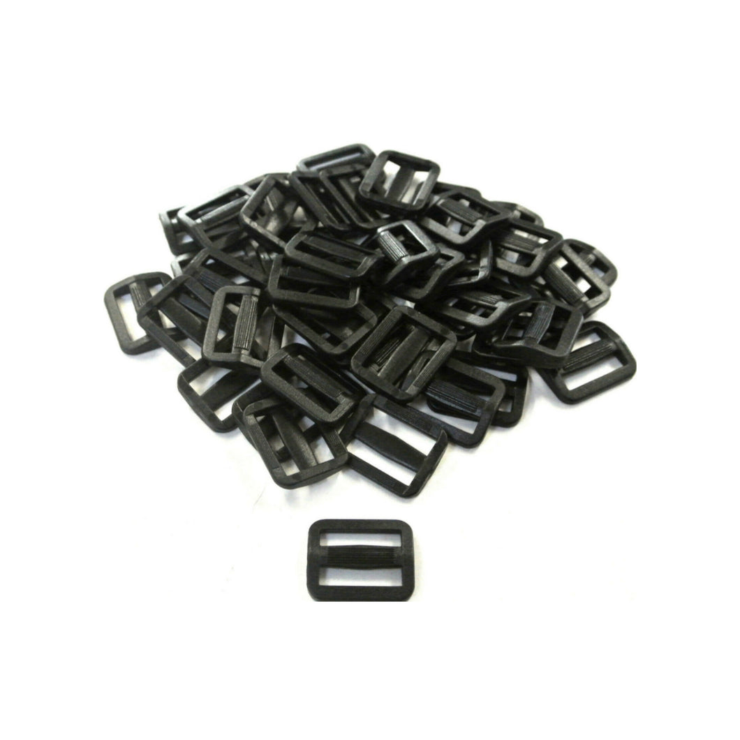 20mm Black Plastic 3 Bar Slides Triglides For Handles Straps Webbing Bags Crafts
