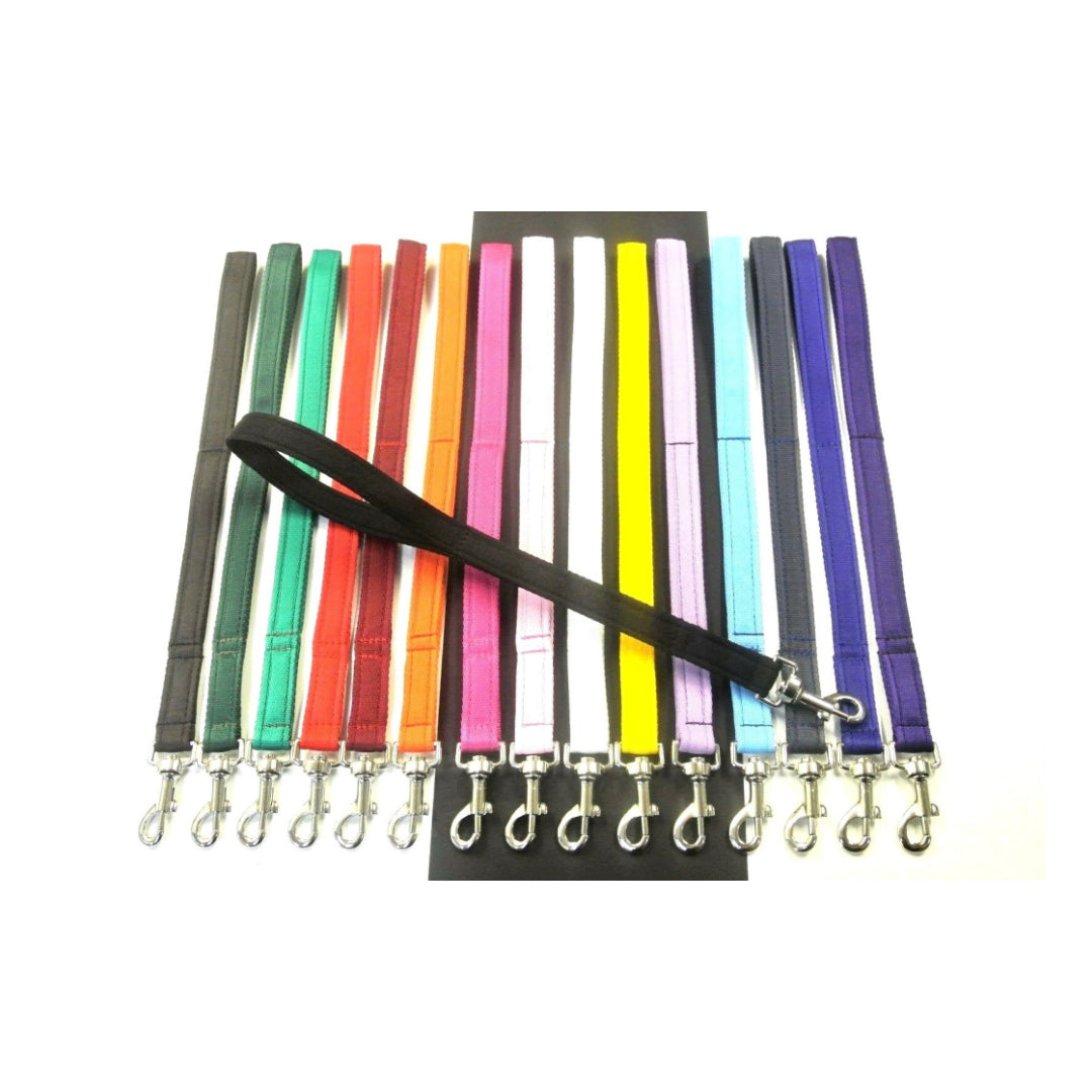 18" Short Close Control Dog Training Lead Leash 25mm Cushion Webbing In 19 Colours
