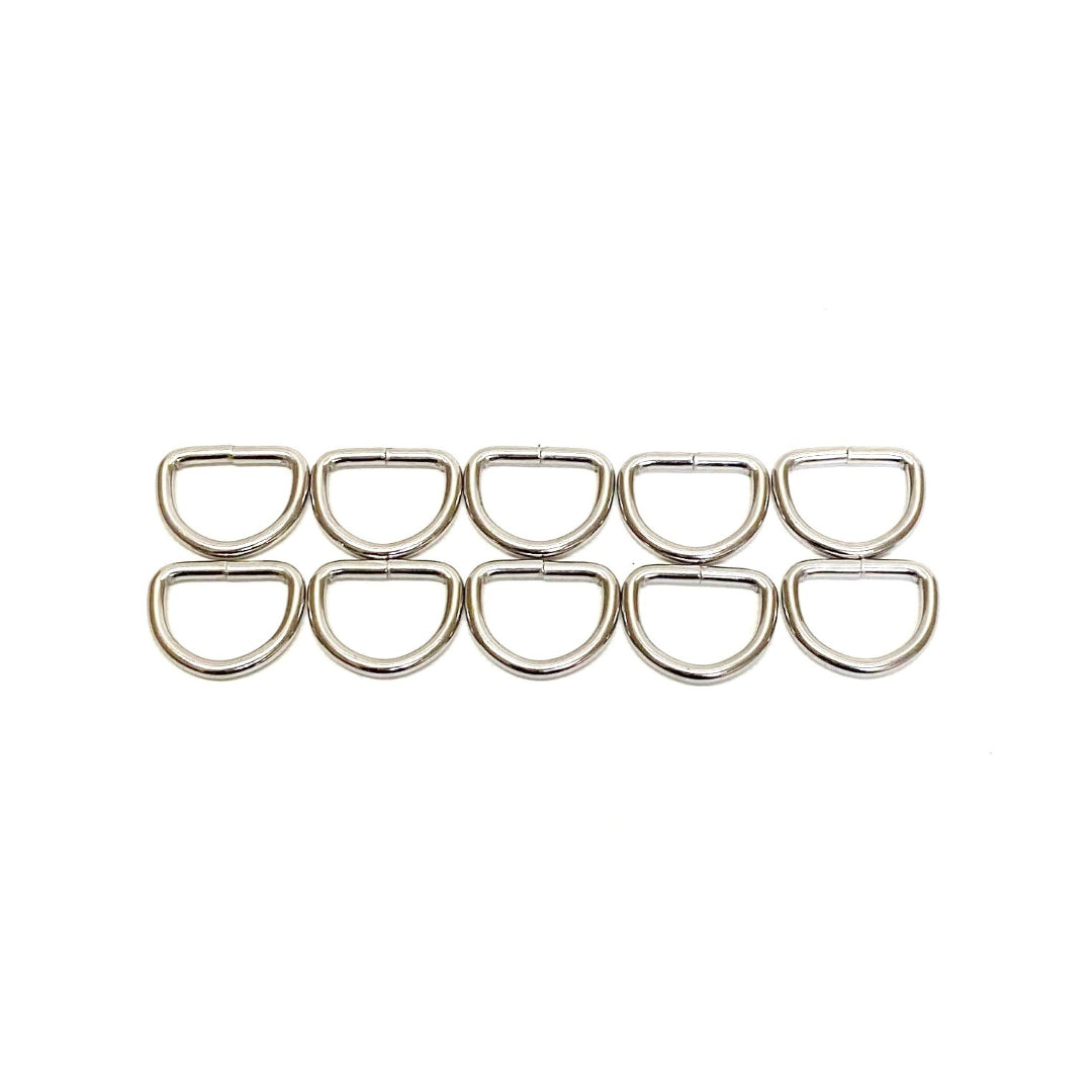 25mm Welded D-Rings 4mm Thick Nickel Plated For Bags Straps Dog Leads Crafts