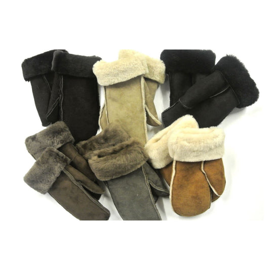 100% Genuine Sheepskin Mittens Mens Ladies Gloves Various Colours Made In The UK