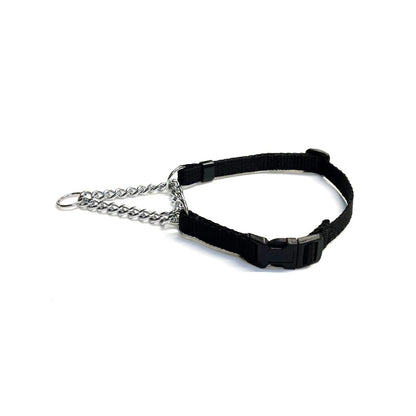 Half Check Chain Dog Collar Adjustable 13mm Wide Webbing 2 Sizes 19 Colours