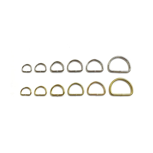 Welded D-Rings Brass & Nickel Plated x10 in Various Sizes For Webbing Bags Dog Leads & Collars