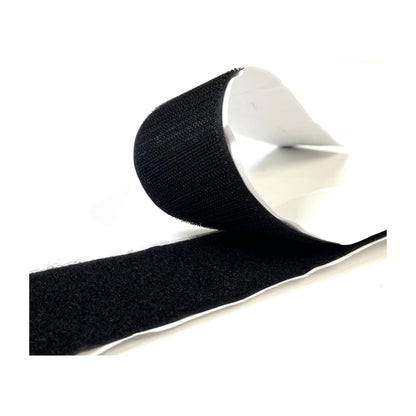 Stick On Hook And Loop Tape Black & White Self Adhesive Interlocking Fastener 50mm Wide
