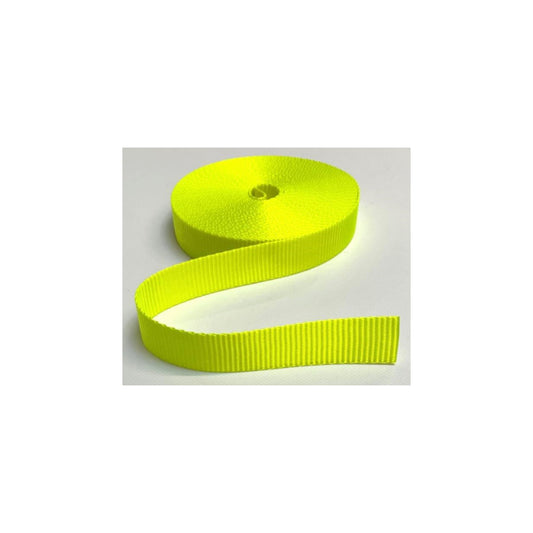 25mm 20mm Polyester Webbing Fluorescent Yellow For Bags Straps And Leads