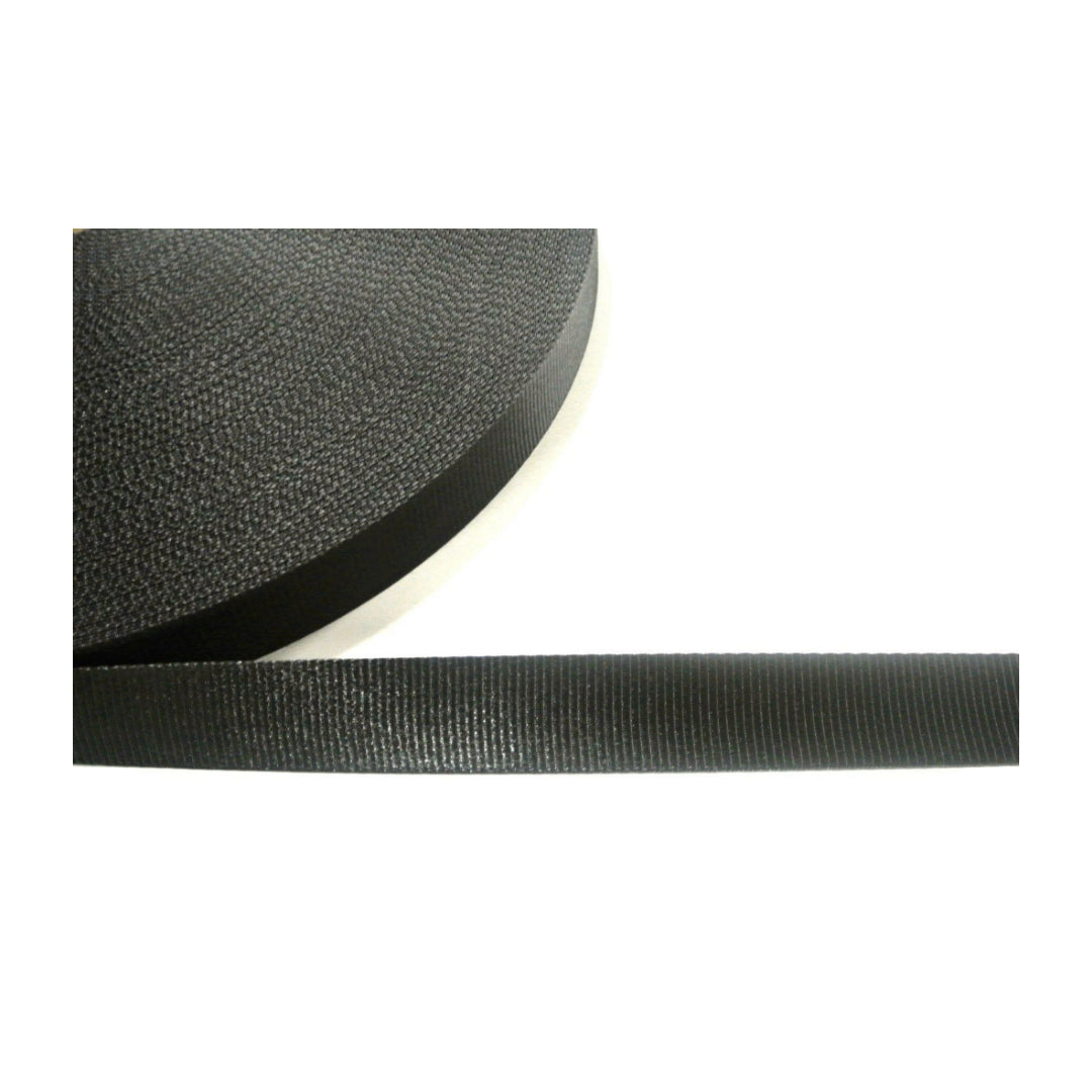 32mm Wide Polyester Saddle Webbing Heavy Duty In Black For Straps Bags Handles Crafts Etc