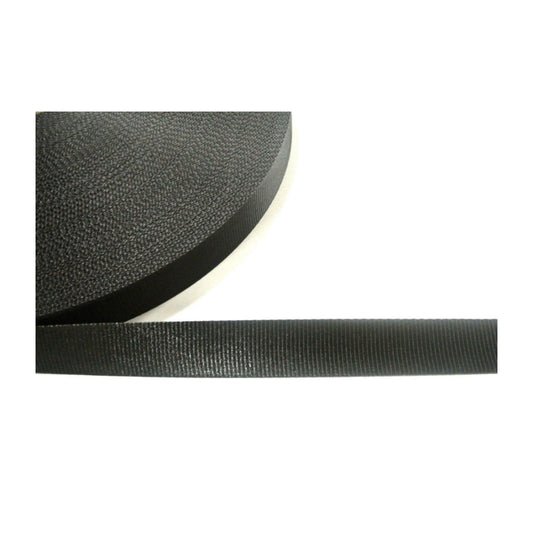 32mm Wide Polyester Saddle Webbing Heavy Duty In Black For Straps Bags Handles Crafts Etc