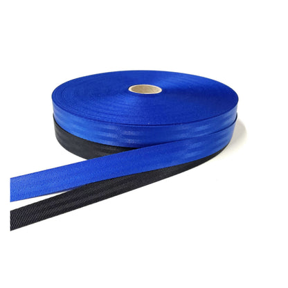 25mm Polyester Seatbelt Webbing 900kg Royal Blue & Black For Straps Handles Bags