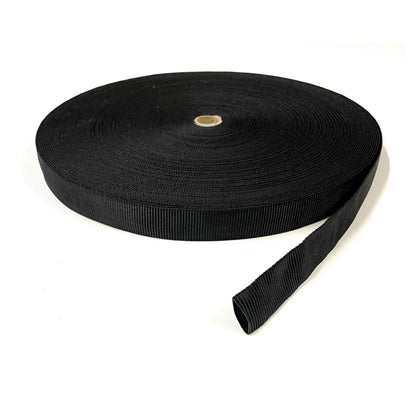 Tubular Webbing Black 25mm Wide Polyester For Dog Leads Lunge Lines Collars