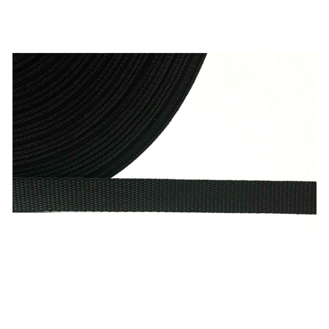 22mm Black Polypropylene Webbing 360kg 1m 2m 5m 10m 25m 50m For Bags Straps Leads
