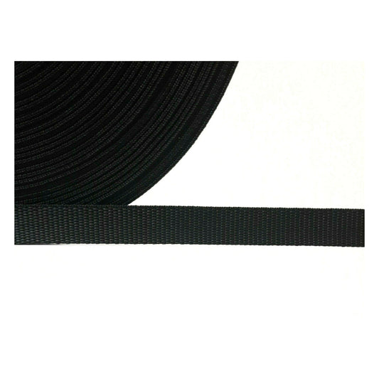 22mm Black Polypropylene Webbing 360kg 1m 2m 5m 10m 25m 50m For Bags Straps Leads