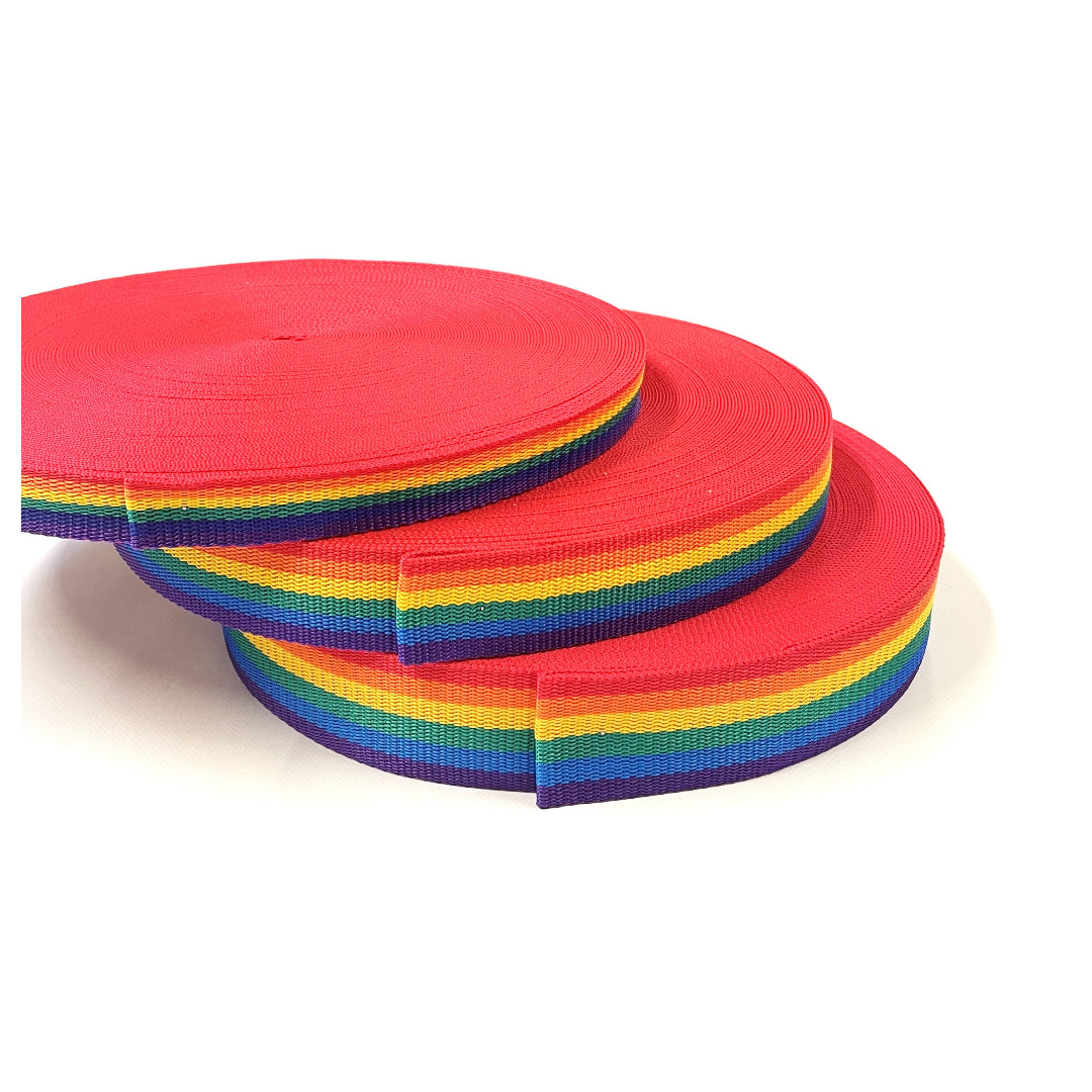 Rainbow Polypropylene Webbing 25mm 38mm 50mm Sewing Bags Straps 1m - 50 Metres