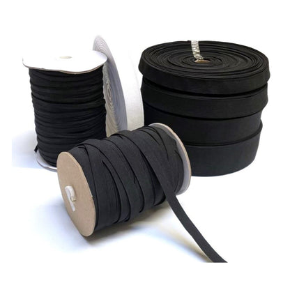 Flat Corded Elastic In Black For Sewing and Crafts In Various Widths and Lengths