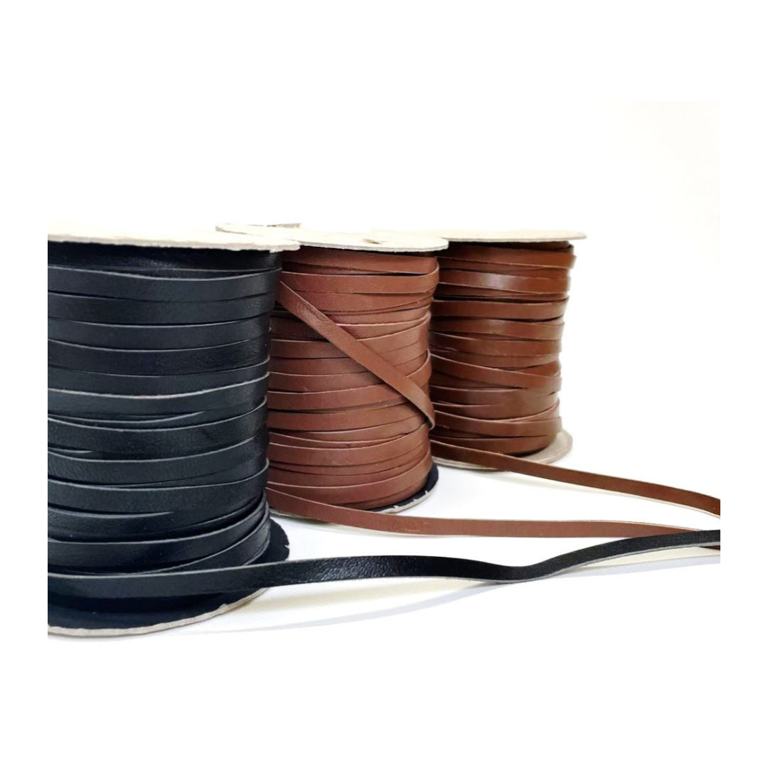 6mm Flat Genuine Leather Thonging Strip Laces Cord Various Colours And Lengths