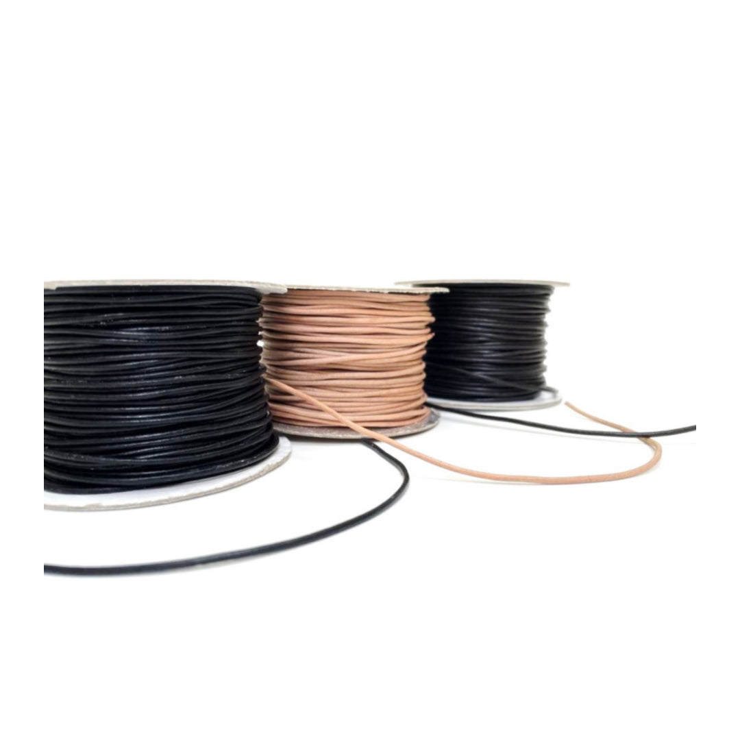 2mm Round Leather Lacing Belting Cord Thonging Jewellery 3 Colours 1m - 50m
