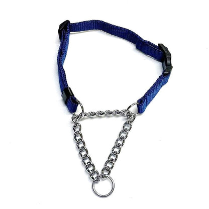 Half Check Chain Dog Collar Adjustable 13mm Wide Webbing 2 Sizes 19 Colours