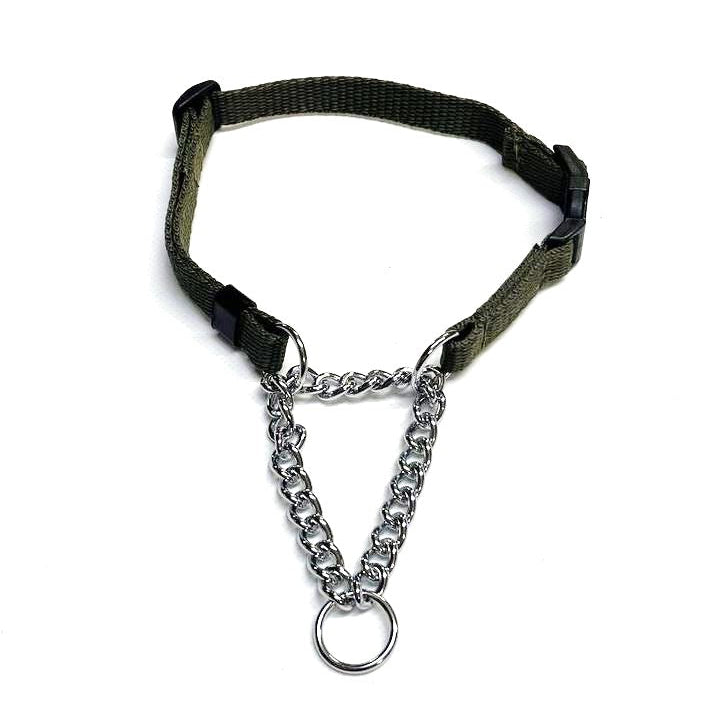 Half Check Chain Dog Collar Adjustable 13mm Wide Webbing 2 Sizes 19 Colours