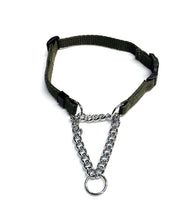 Load image into Gallery viewer, Half Check Chain Dog Collar Adjustable 13mm Wide Webbing 2 Sizes 19 Colours