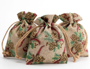 Hessian Drawstring Gift Bags Fabric Linen Christmas Pouch Bags x1 x2 x5 x10 UK Seller