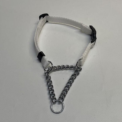 Half Check Chain Dog Collar Adjustable 13mm Wide Webbing 2 Sizes 19 Colours