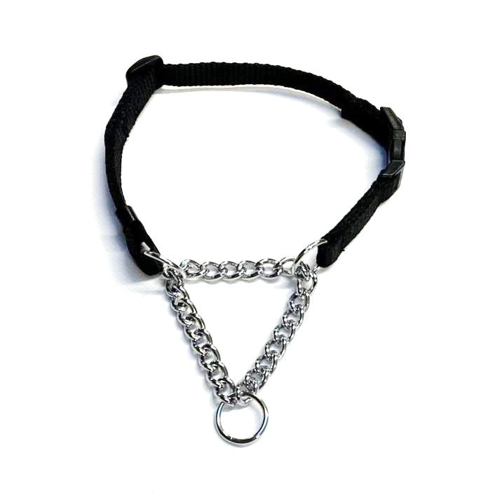 Half Check Chain Dog Collar Adjustable 13mm Wide Webbing 2 Sizes 19 Colours