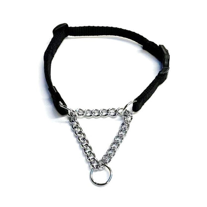 Half Check Chain Dog Collar Adjustable 13mm Wide Webbing 2 Sizes 19 Colours