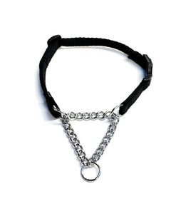 Half Check Chain Dog Collar Adjustable 13mm Wide Webbing 2 Sizes 19 Colours