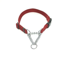 Load image into Gallery viewer, Half Check Chain Dog Collars Small Large 20mm Adjustable With Chrome Plated Chain In Various Colours