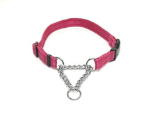 Load image into Gallery viewer, Half Check Chain Dog Collars Small Large 20mm Adjustable With Chrome Plated Chain In Various Colours