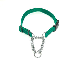 Half Check Chain Dog Collars Small Large 20mm Adjustable With Chrome Plated Chain In Various Colours