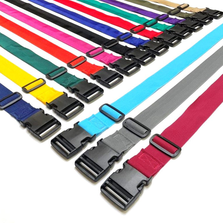 Tie Down Straps Plastic Side Release Buckle 50mm V-Twill Webbing 17 Colours Luggage Storage 1m - 5m Long