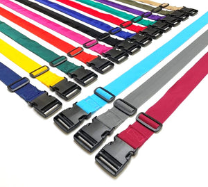 Tie Down Straps Plastic Side Release Buckle 50mm V-Twill Webbing 17 Colours Luggage Storage 1m - 5m Long