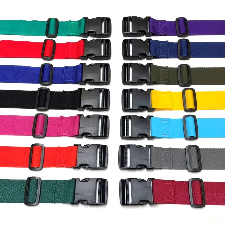 Tie Down Straps Plastic Side Release Buckle 50mm V-Twill Webbing 17 Colours Luggage Storage 1m - 5m Long